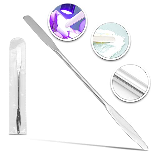 Lab Micro Double Ended Spatula Round/Tapered Arrow End, Flat Ends 50 mm X 9 mm, 7" Length, Stainless Steel - size: 7 in.