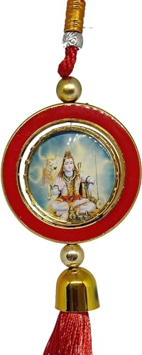 Generic Lord Hanuman/Lord Shiva Double Sided Hindu Religious Car Rearview Mirror Hanging God Idol 2 Side Frames in Multicolor Color Thread Car Asseccories Pack of 1