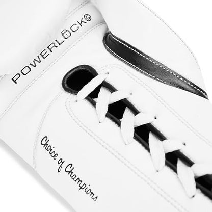 Everlast Powerlock OG Pro Boxing Gloves | Lace Up Fight Gloves - color: White/White/Black, size: 10oz