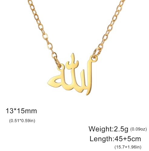 UNIFT Islamic Muslim Allah Layered Necklaces For Women Stainless Steel Charm Water Drop Heart Shape Allah Pendant Double Layer Necklace Islamic Jewelry - color: gold 6