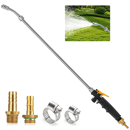 29 Inches Sprayer Wand, 3/8" & 1/4" Brass Barb Universal Sprayer Wand Replacement, Stainless Steel Sprayer Parts with Shut off Valve & 2 Hose Clamps, Spray Wands for Garden Hose - size: 1PCS