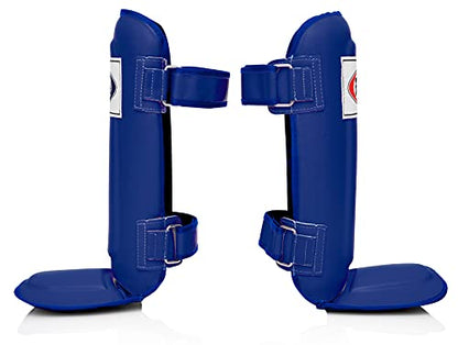 Fairtex SP3 Lightweight Shin Guards, Muay Thai MMA Avoid Shin Splints Gear | Featherweight synthetic shell with high-density padding. Articulated lower-leg armor enhances mobility and leg protection - color: Blue, size: Medium