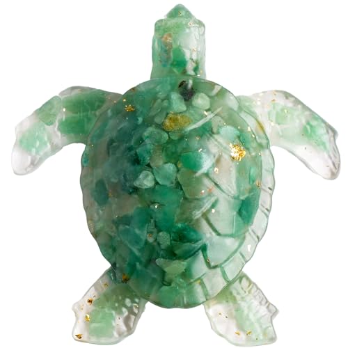 Crystal Turtle Figurine, Handmade Resin Sea Turtle Statue, 1 Piece, for Home, Office, Desk, Shelf, Fish Tank or Meditation Space (Green Aventurine) - color: Green Aventurine
