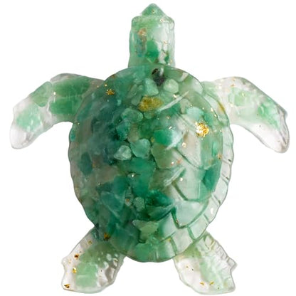 Crystal Turtle Figurine, Handmade Resin Sea Turtle Statue, 1 Piece, for Home, Office, Desk, Shelf, Fish Tank or Meditation Space (Green Aventurine) - color: Green Aventurine