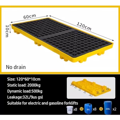 Modular Leak Platform/Grid Pads.Modular Spill Containment Tray - Heavy-Duty Oil Drum Holding Platform, Leak-Proof Spill Pallets for Safe Chemical Storage and Environmental Protection，（Yellow - size: 120*60*10cm
