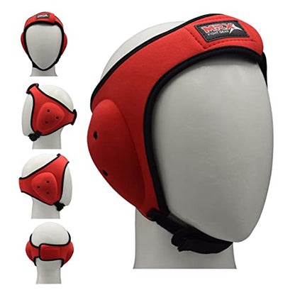 MRX MMA Ear Guards Kick Boxing Ju Jitsu Cage Wrestling Ear Protection Headgear with Adjustable Straps for Safe Head & Ear - color: Red
