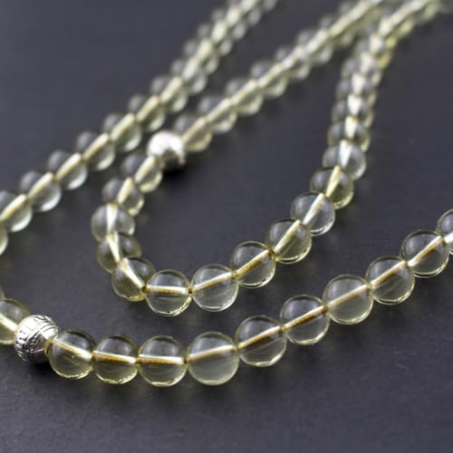 Muslims Islamic Dhikr Tasbeeh Tasbih Prayer Beads, 99 Crystal Citrine Yellow Quartz Beads with Tassel