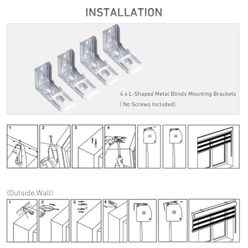 Zebra Shades Metal Blinds Mounting Bracket - Heavy Duty Support for 1-1/2"(38mm) Zebra Shades and Blinds- 4 Pack(No Screws Included)