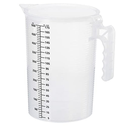 PATIKIL Graduated Beaker, 5000ml PP Plastic Liquid Measuring Cup Double Sided Black Graduations with Handle Lid and Spout for Lab Kitchen Home - size: 5000ml