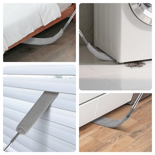 SetSail Dusters for Cleaning Retractable Gap Duster with Extension Pole | Extension Pole Long Handle, Flat Dust Cleaner, with 2 Microfiber Dusting Cloths, for Under Appliances Furniture Fridge