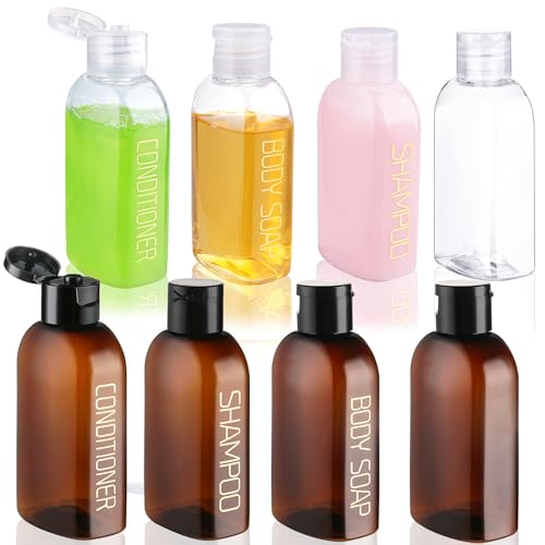 Cosywell Travel Bottles for Toiletries 8PCS 3.4oz TSA Approved Containers - Leak Proof Empty Lotion Bottles With Flip Cap for Shampoo and Toiletries - color: 3.4oz 2-Color - 6 Labeled 2 Blank