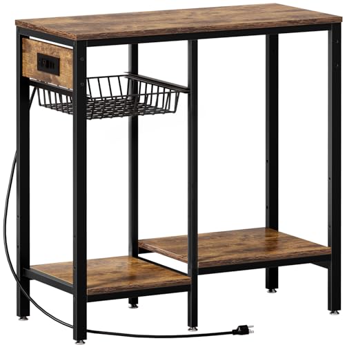 20 Gallon Fish Tank Stand with Power Outlet & Adjustable Shelves | Metal Aquarium Stand with Pull Out Wire Tray, Ample Storage for Fish Tanks Accessories, Reptile Tank Stands, Brown