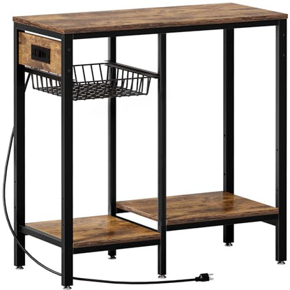 20 Gallon Fish Tank Stand with Power Outlet & Adjustable Shelves | Metal Aquarium Stand with Pull Out Wire Tray, Ample Storage for Fish Tanks Accessories, Reptile Tank Stands, Brown