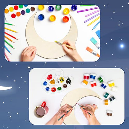 12팩 30.5cm(12인치) 공예용 나무 달 컷아웃 대형 무지 달 컷아웃 미완성 나무 조각 여름 장식품 문 행거 장식 천상의 밤 하늘 공예용 - color: 달.