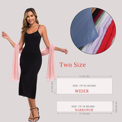 Shawls and Wraps for Evening Dresses Sheer Chiffon Women Elegant Soft Silky Wraps Wedding Bridal Scarf - color: Blush, size: 79*26‘’
