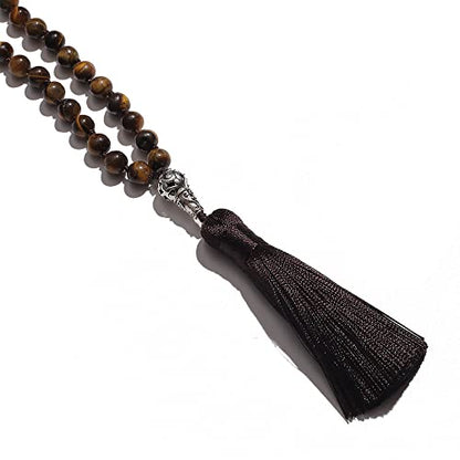 Tasbih Prayer Beads Allah & Muhammad Islamic Prayer Rosary Muslim Islam Misbaha Tasbeeh Sibha 99 Prayer Beads Necklace 33 Prayer Beads Bracelet - color: 8mm Yellow Tiger Eye 33 Beads