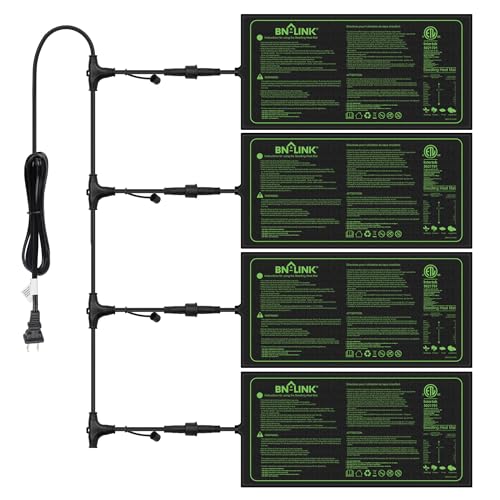 BN-LINK Seedling Heat Mat for Seed Starting 10" x 20.75", 4 Pack Daisy Chainable Waterproof Warming Mat Plant Heating Pad for Seed Germination, Indoor Growing, Hydroponic, Greenhouse, ETL Listed - size: 10x20 4 Pack Daisy Chainable