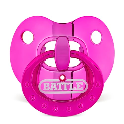 Battle Sports Binky Oxygen Football Mouthguard - Detachable Strap, Maximum Breathability, Works with Braces & No Boiling Required - color: Chrome Pink