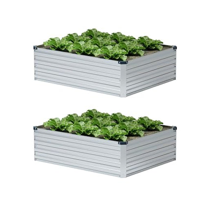 4×3×1FT(2PCS) Galvanized Raised Garden Bed Kit Metal Planter Boxes,Large Raised Garden Bed for Planting Vegetables,Flowers,Herbs -Silver - color: Silver, size: 4×3×1FT(2PCS)