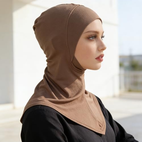 Solid Women Muslin Head Scarf Plain Under Scarf Turban Cap Flexible Viscose Neck Collar Bonnet Chic Wear For Gym Ramadan - color: Burgundy