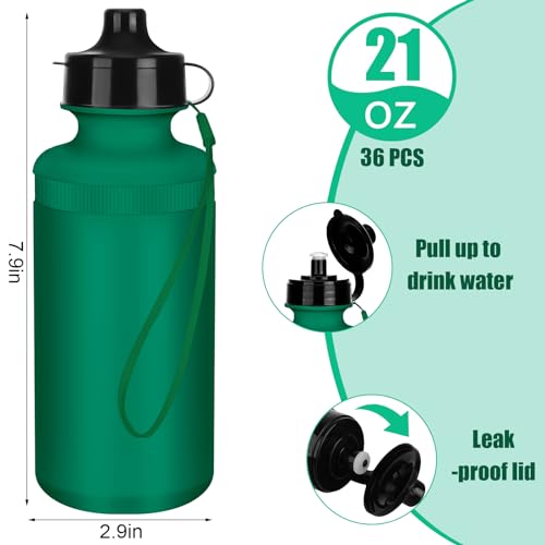 Zubebe 36 Pcs Sports Water Bottles Bulk Squeeze Reusable Bpa-free Plastic Water Bottles End of the Year Gifts Summer Gifts for Students School Travel Hiking Cycling Event Team Gift - color: Dark Green