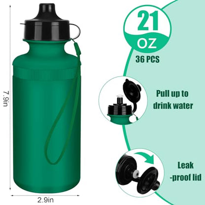 Zubebe 36 Pcs Sports Water Bottles Bulk Squeeze Reusable Bpa-free Plastic Water Bottles End of the Year Gifts Summer Gifts for Students School Travel Hiking Cycling Event Team Gift - color: Dark Green