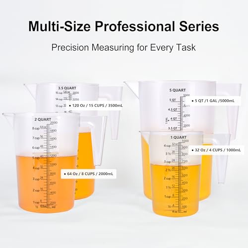 64oz Measuring Pitcher with Permanent Laser-Etched Markings | Food-contact grade PC, 8 Cup capacity with handle for brewing, dilution, motor oil, pool & lawn chemicals and kitchen use. - size: 64 Ounces