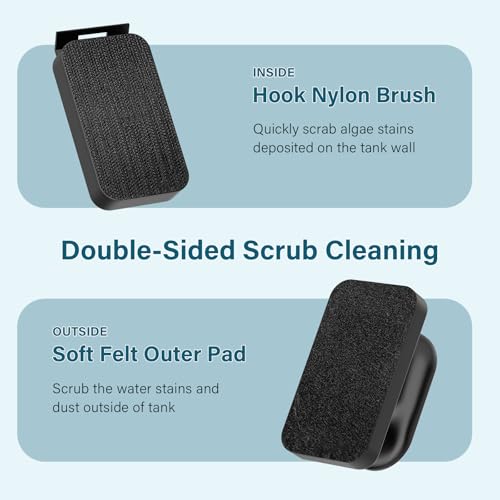 hygger Aquarium Magnetic Glass Clean Tool, Algae Scraper for 0.6 Inch Thick Fish Tank Floating Scrubber Brush with Two Detachable Blades - size: L