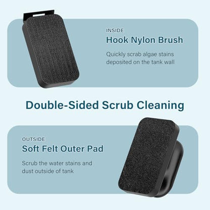 hygger Aquarium Magnetic Glass Clean Tool, Algae Scraper for 0.6 Inch Thick Fish Tank Floating Scrubber Brush with Two Detachable Blades - size: L