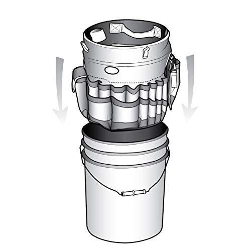 Bucket Boss Auto Boss Wash Boss Organizer for a 5 Gallon Bucket, with Fast-Drying, Exterior Mesh Pockets for Car Supplies, Allowing for Soap and Water in the Bucket, in Black, AB30060