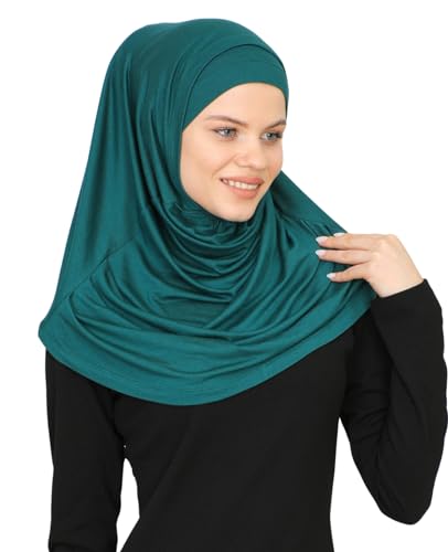 Prien Chic Ready To Wear Hijab For Women, Muslim Long Turban Undercap Set, Instant Scarf, Prayer Clothes For Girls, Abaya - color: Emerald