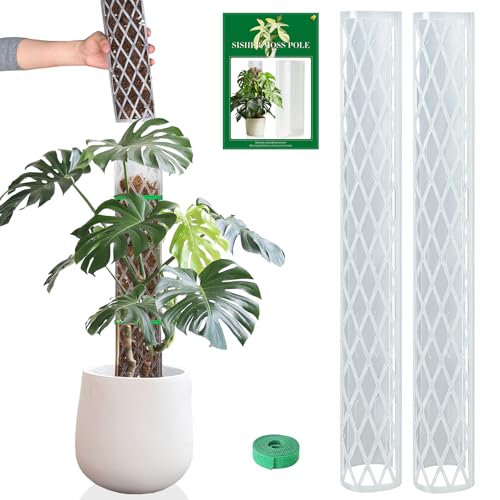 2 Pack 16 Inch Plastic Moss Poles for Climbing Plants D Shaped Moss Pole | Work with Sphagnum Moss Sticks for Indoor Plants, Moss Pole Monstera Plant Support,with Garden Ties - size: 2 PACK