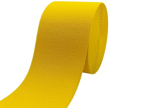 Gold Knit Elastic Band for Pants Waist 3 inch 5 Yards Wide Double-Side Twill Woven Elastic Heavy Stretch Elastic Spool Band for Sewing-Wigs-Skirts-Craft DIY Projects - color: Yellow