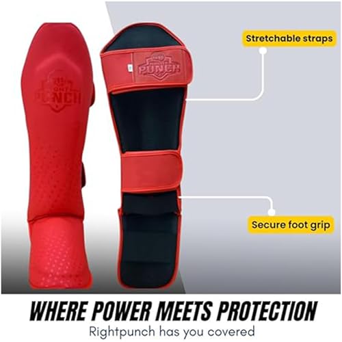 Martial Arts Shin Guards, Leg Protection for MMA, Kickboxing Training Instep Protection, Muay Thai Martial Arts Sparring Training Gear - color: RED, size: Medium