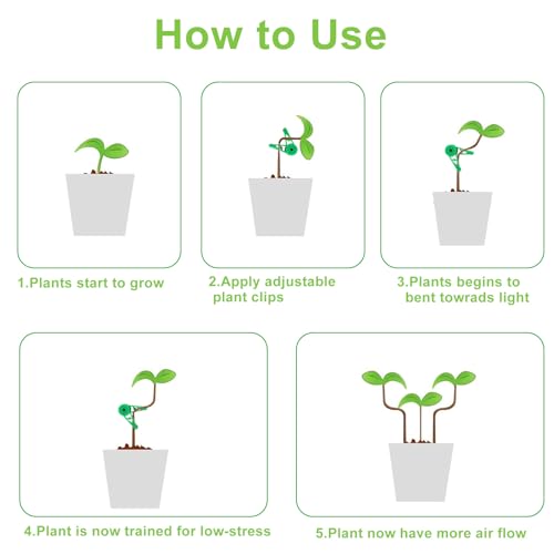Jiozermi Low Stress Training Clips, 60 Pcs, Green + White + Black | 360 Degree Adjustable, Plant Stem Trainer, Garden Plant Branch Bender, Bud Trainer Clips, For Vine Plant Gardening