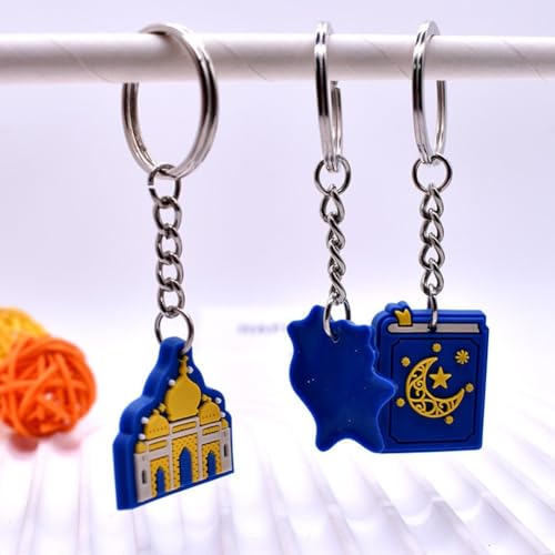10pcs Eid Mubarak Keychain Islam Key Rings Muslim Hanging Key Chain Happy Eid Key Rings Adult Car Keys Trinkets