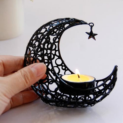Metal Moon Stand Moon Shaped Holder Tealight Holder Candlestick Table Centerpiece Ramadans Decorations Tealight Stands - color: Gold