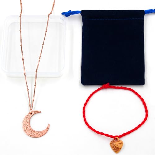 Stainless Steel Arabic Moon Pendant Necklace - Islamic Allah Symbol Jewelry for Men and Women - Religious Amulet Talisman Gift YA4979 - color: rose gold moon pendant necklace