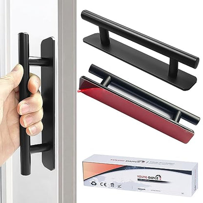 Self Adhesive Cabinet Handles Pulls - 2 Pack Aluminium Alloy Drawer Push Pull Handles Helper with Adhesive | No Drilling | Stick On Handle for Kitchen Cabinet Drawer Window Sliding Closet (5.83") - color: New Black, size: Small (5.83")