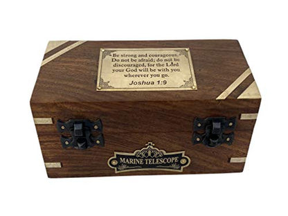 Compass with Stamped Wooden Case - style: Style 4