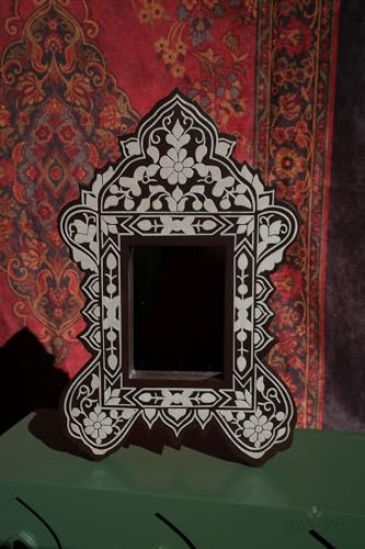 Damascene Keepsake Display Mirror for Ramadan & Eid Decor | Elegant Table Decorations for Dining Room | Ramadan Mubarak & Eid Mubarak Home Decor, 13" L x 9.5" W