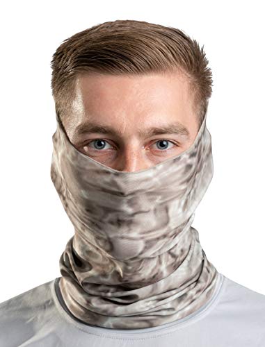 Aqua Design Fishing Hunting Masks Neck Gaiter: Men and Youth UPF 50+ Sun Mask Protection: Camo Face Cover Balaclava Bandana - color: Pacific Sand, size: X-Small