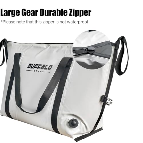 Buffalo Gear Insulated Fish Cooler - 27.5QT 58QT Waterproof Flat Bottom Bag, Leakproof and Fishing Kill Bag - color: White-45QT