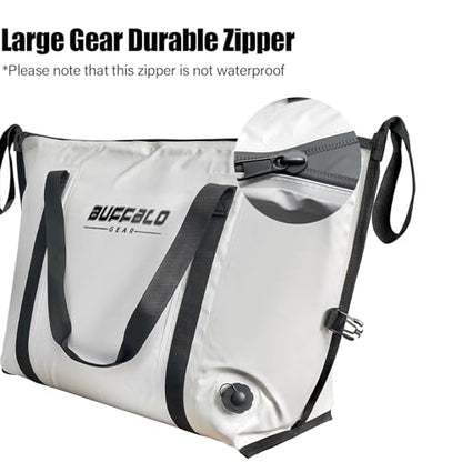 Buffalo Gear Insulated Fish Cooler - 27.5QT 58QT Waterproof Flat Bottom Bag, Leakproof and Fishing Kill Bag - color: White-45QT