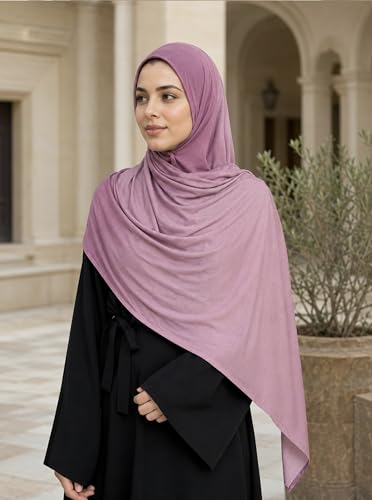 Premium Stretch Cotton Gradient Scarf for Women, Soft Jersey Wrap Shawl, Lightweight Ombre Hijab for Everyday Wear - color: Mctlo2537-purplepink