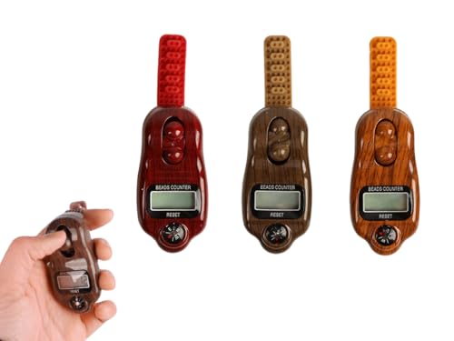 Digital Beads Counter, 3 Pieces Digital Tasbih Tally Counters, Digital-Counter with Compass, Resettable Finger Counter,Electronic Rotating Prayer Beads Counters,for Meditation,Muslim Prayer