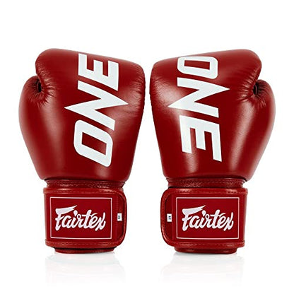 Fairtex BGV1 ONE Muay Thai Boxing Sparring Gloves - color: Red, size: 14 oz