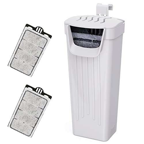Moonorange Aquarium Filter(3.5W), Fish Tank Filter, Low-Water Filter for Small Fish Tank and Turtle Tank, for Reptile Tank Up to 15 Gallon, with 2 Cartridges(White) - color: White +2 Cartridges