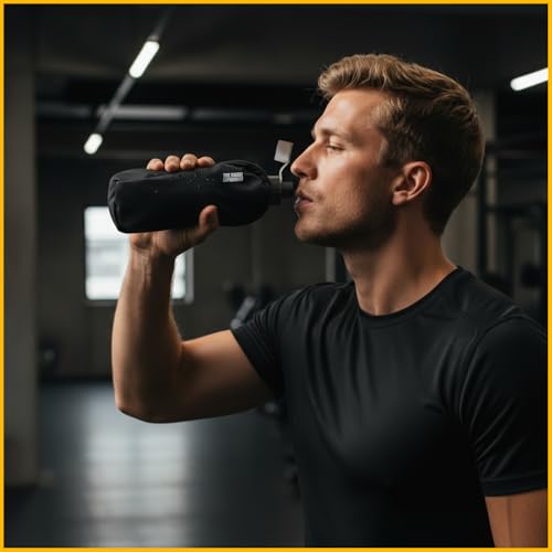Handheld Running Water Bottle with Large Phone Holder – 12oz Grip-Free Hydration Flask with Pocket for Cards & Keys – Adjustable Strap for Walking, Running, Hiking