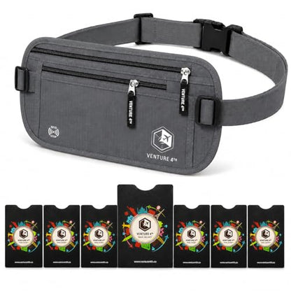 VENTURE 4TH Travel Money Belt with 7 RFID Sleeves - Gray - color: Gray